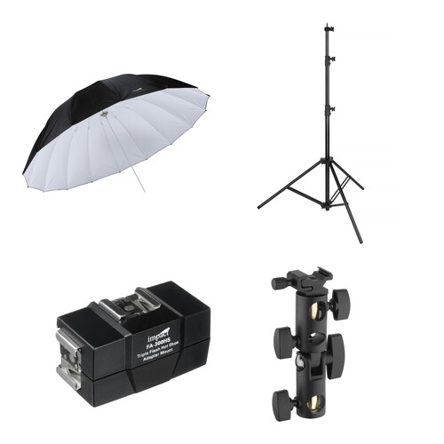 Impact 7' Parabolic Umbrella (White/Black) with Light Stand Kit