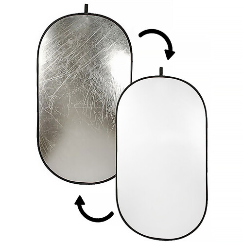 Impact Collapsible Oval Reflector Disc - Silver/White - 41x74"