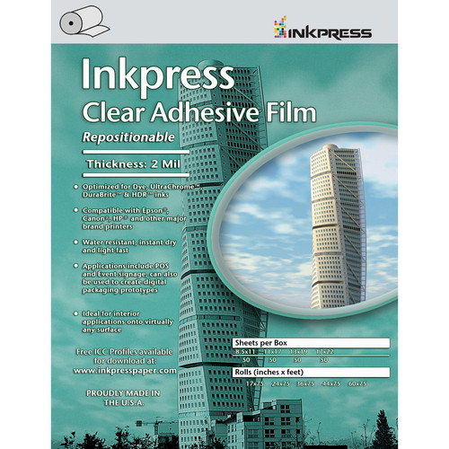 Inkpress Media Clear Adhesive Film Roll (36"x75')