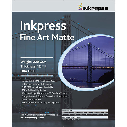 Inkpress Media Fine Art Matte Paper - 11x14" - 50 Sheets