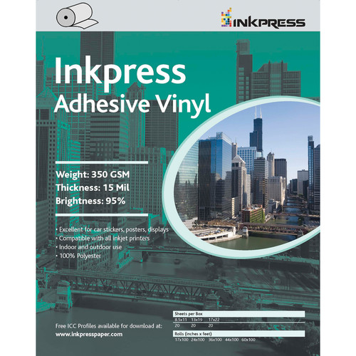 Inkpress Media Adhesive Vinyl 350 GSM 36"x60' Roll