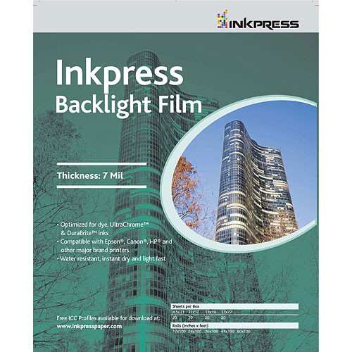 Inkpress Media Back Light Film - 17" x 100' Roll