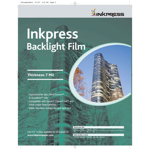 Inkpress Media Backlight Film (8.5 x 11", 50 Sheets)