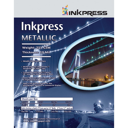 Inkpress Media Metallic Photo Paper (255 gsm, 8.5 x 11", Letter, 50 Sheets)