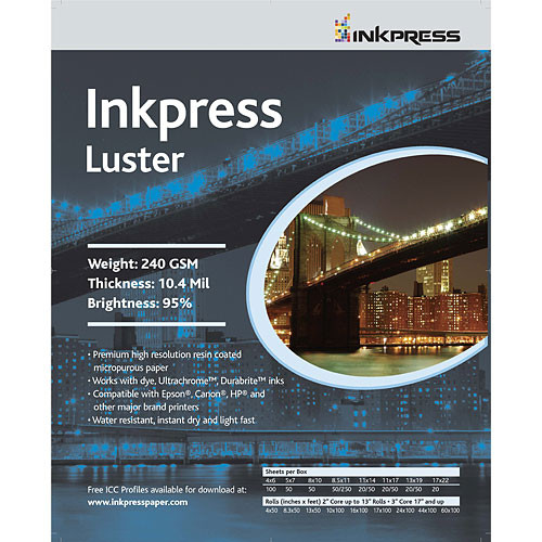 Inkpress Media Luster Paper (36" x 100' Roll)