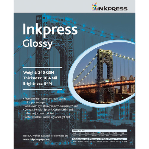 Inkpress Media Glossy 8.5x11" Paper For UltraChrome Ink (5 Sheets)