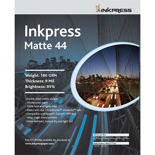 Inkpress Media Print Plus Matte 44 Paper (2-sided) - 11x17" - 50 Sheets