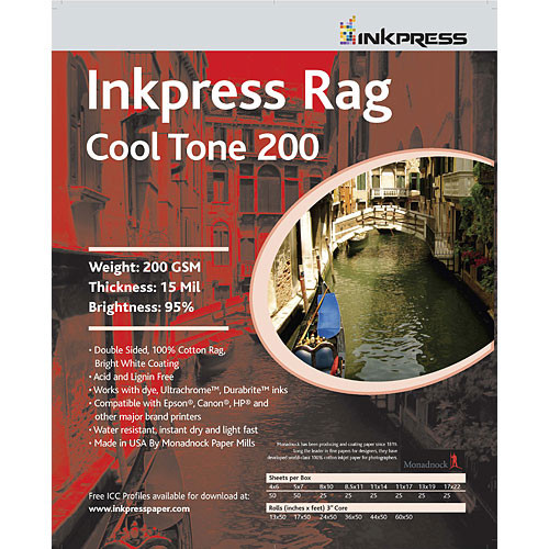 Inkpress Media Picture Rag Cool Tone Paper - 44" Wide Roll - 50' Long