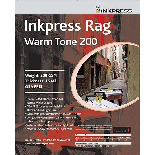 Inkpress Media Rag Warm Tone 200 Paper (8.5 x 11", 5 Sheets)