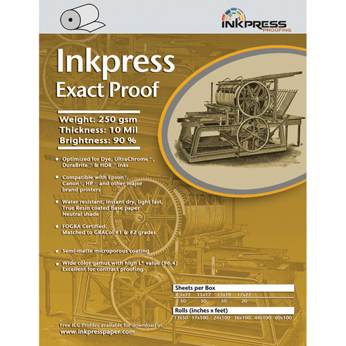Inkpress Media Exact Proof Photo Paper 36"x100' Roll