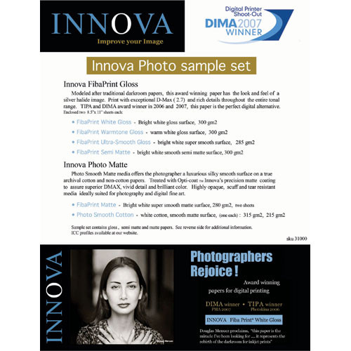 Innova Fibaprint Photo Paper Sampler Pack - 8.5x11 (Letter) - 12 Sheets