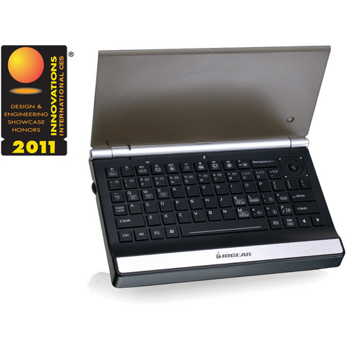 IOGEAR 2.4GHz Multimedia Mini Keyboard with Laser Trackball, Scroll Wheel and Backlight