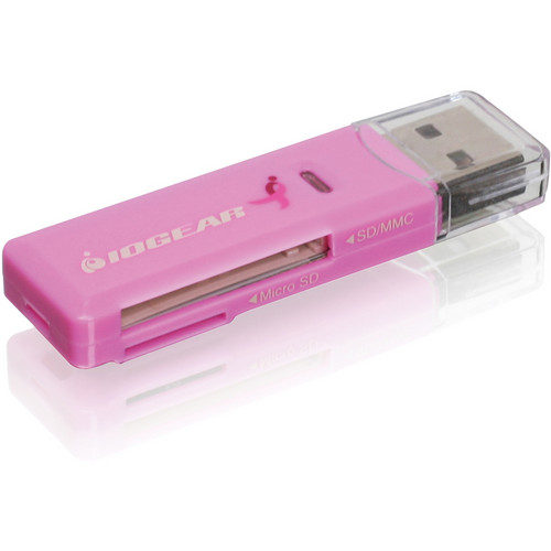 IOGEAR SD/microSD/MMC Card Reader/Writer (Pink)