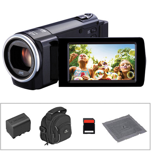 JVC GZ-E10 Full HD Everio Camcorder (Black) with Basic Accessories Kit