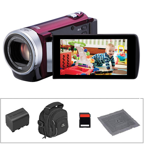 JVC GZ-E200 Full HD Everio Camcorder (Red) with Basic Accessories Kit