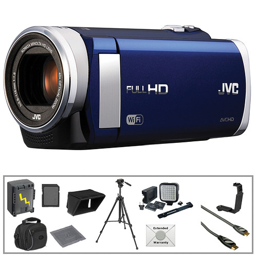 JVC GZ-EX210 Full HD Everio WiFi Camcorder (Blue) with Advanced Accessories Kit