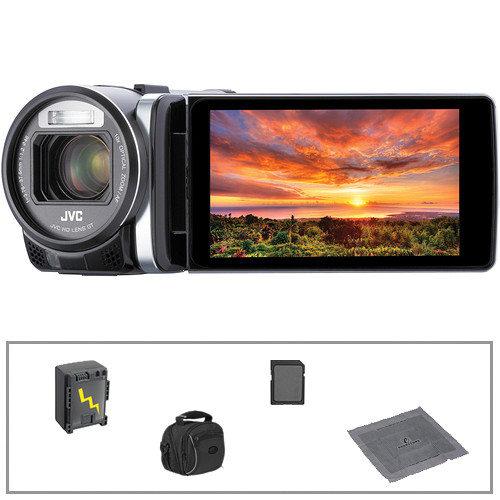 JVC GZ-GX1 Full HD Everio WiFi Camcorder (Black) with Basic Accessories Kit