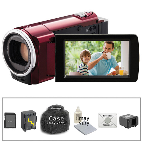 JVC GZ-HM30 HD Everio Camcorder with Deluxe Accessory Kit (Red)