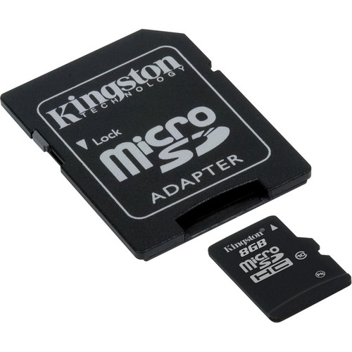 Kingston 8GB microSDHC Memory Card Class 10 with SD Adapter