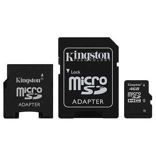 Kingston 4GB microSDHC Memory Card with Two Adapters
