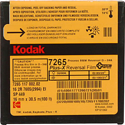 Kodak PXR #7265 Plus-X Reversal 16mm Double Perforated 1719830