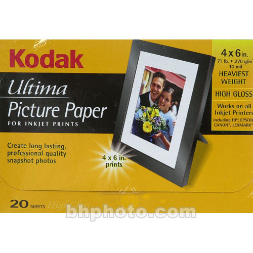 Kodak Ultima Picture Paper - 4x6" - 20 Sheets
