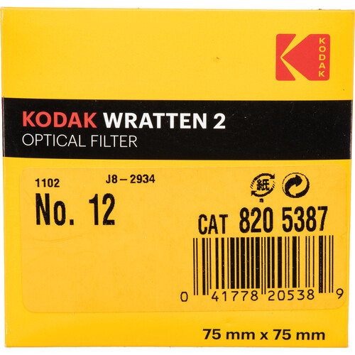 Kodak 3 x 3" #12 Deep Yellow Optical Wratten 2 Filter