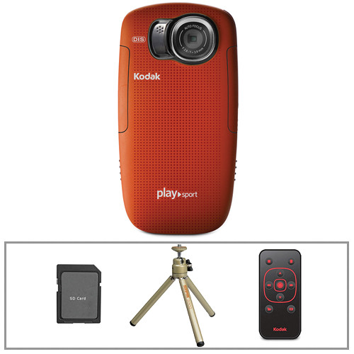 【美品・動作品】Kodak PlaySport Zx5 レッド 防水 レンズ付 Kodak PLAYSPORT Zx5 Video Camera with Basic Accessory Kit (Red)