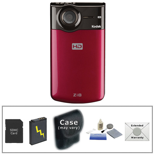 Kodak Zi8 Pocket Video Camera Advanced Kit (Raspberry)