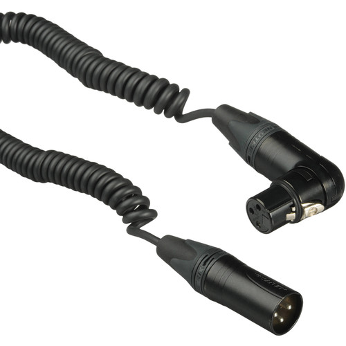 Kopul Coiled 3-Pin XLR-M to Angled 3-Pin XLR-F Cable (1.5 to 5', Black)