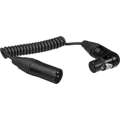 Kopul Coiled 3-Pin XLR-M to Angled 3-Pin XLR-F Cable (3 to 18", Black)