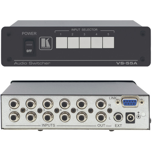 Kramer VS-55A Passive Audio Switcher, 5x1, Stereo Audio