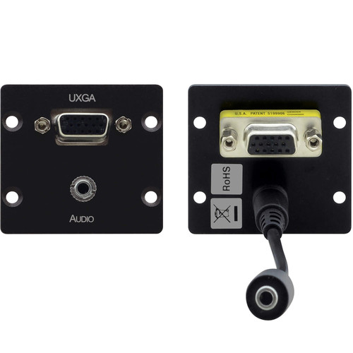 Kramer 15-Pin Sub-D HD & 3.5mm Plug Pass Through - Wall Plate Insert (Black)