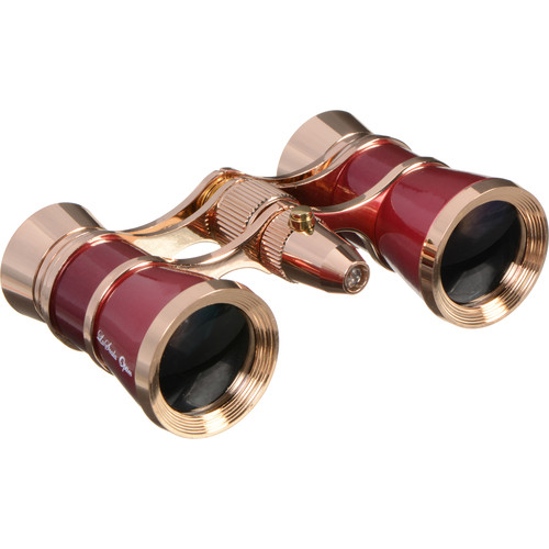 LaScala Optics 3x25 Aida Opera Glasses with Red Flashlight (Burgundy & Gold)