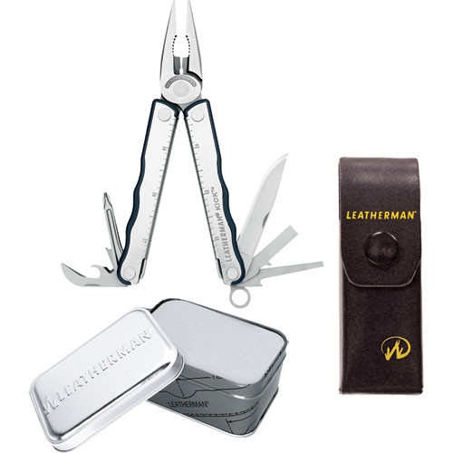 Leatherman Kick with Removable Pocket Clip with Leather Case and Gift Tin (Stainless)