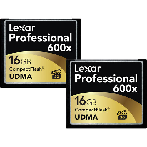 Lexar 16GB CompactFlash Memory Card Professional 600x UDMA - 2 Pack
