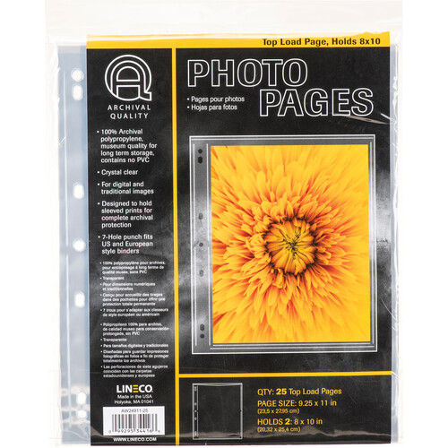 Lineco 8 x 10" Photo Storage Pages (2 Photos, 25-Pack)
