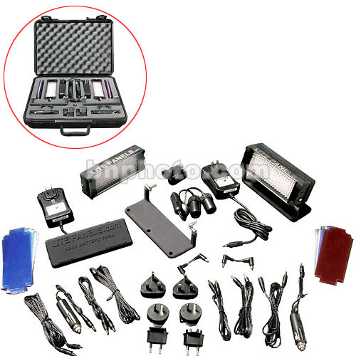Litepanels Two Light Combo LED On Camera Light Kit with Power Tap