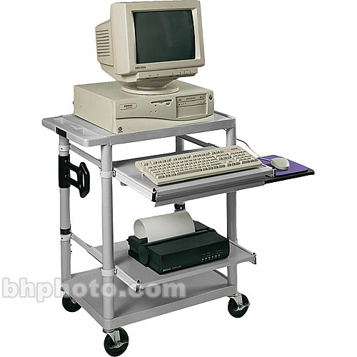 Luxor 33" Endura Computer Station w/2 Roll-Out Shelves (Gray)
