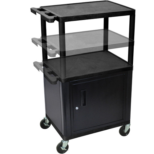 Luxor 16-42" Adjustable Height LP Table w/Cabinet (Black/Gray)