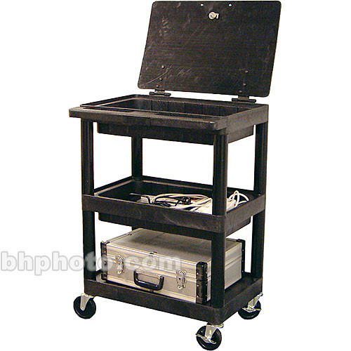 Luxor 33" 3-Shelf Mobile Service Cart w/Locking Lid