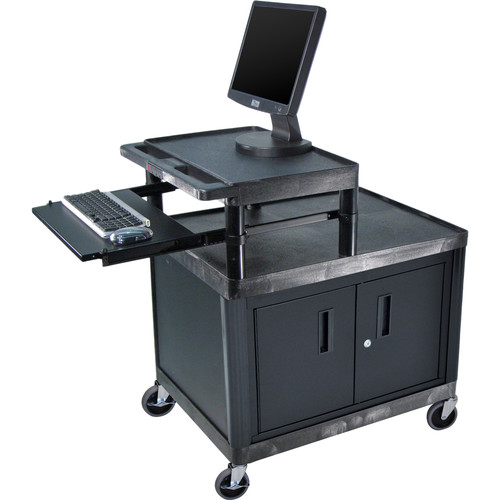Luxor 42" Overhead Projection Table w/Shelf/Cabinet (Black)