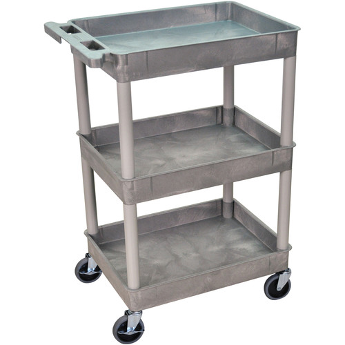 Luxor 24 x 18" Three-Shelf Utility Cart (Gray)