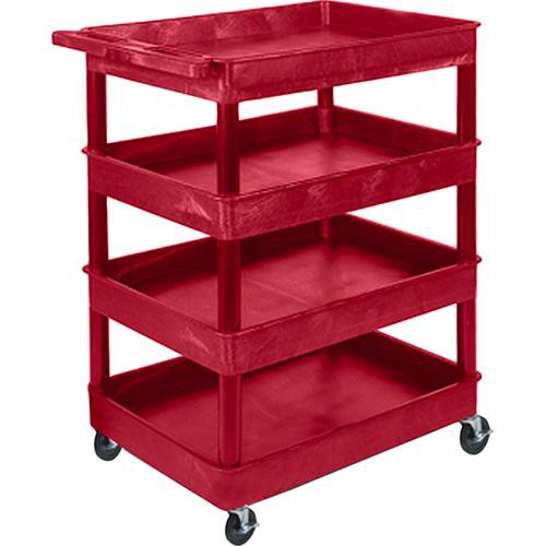 Luxor TC1111 32 x 24" Four Shelf Heavy-duty Utility Cart (Red)