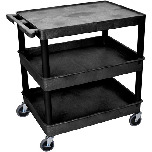 Luxor TC211 32 x 24" Three Shelf Heavy-duty Utility Cart (Black)