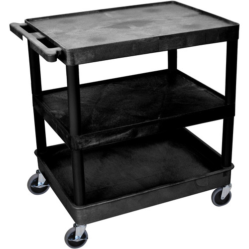 Luxor TC221 32 x 24" Three Shelf Heavy-duty Utility Cart (Black)