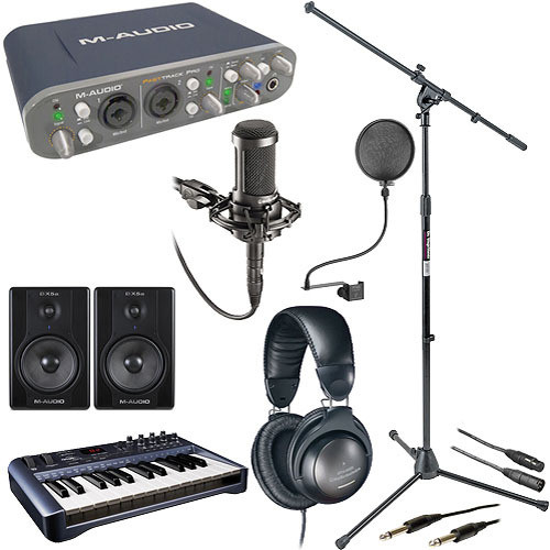 M-Audio Fast Track Pro Audio/MIDI Studio Bundle with Keyboard Controller