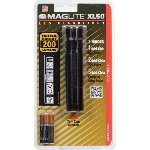 Maglite XL50 LED Flashlight (Black, Clamshell Packaging)
