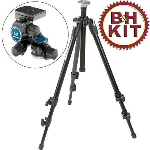 Manfrotto 055XDB Tripod Legs (Black) with 3275 (410) Compact Geared Head
