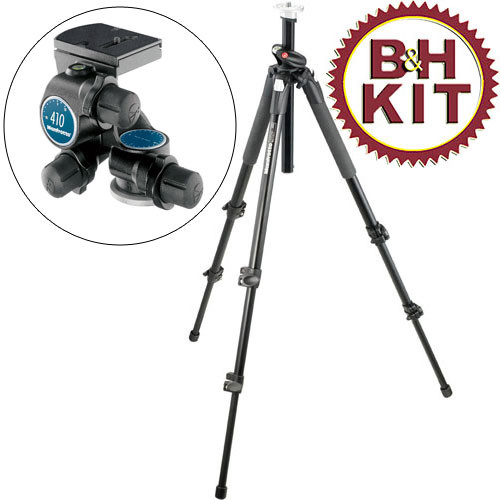 Manfrotto 055XPROB Tripod Legs (Black) with 3275 Compact Geared Head